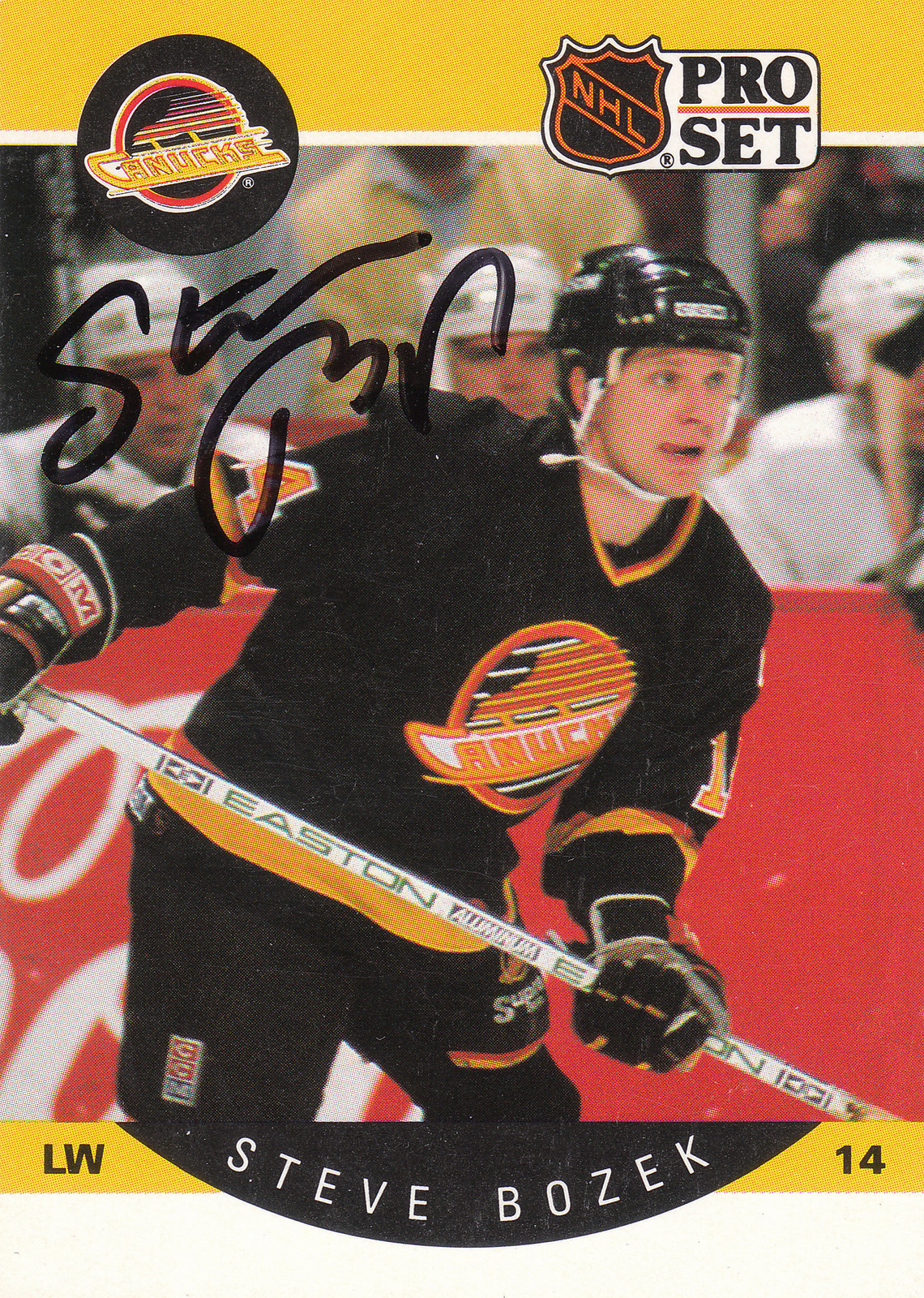 STEVE BOZEK CANUCKS AUTOGRAPH AUTO 90-91 PRO SET #293 *17524