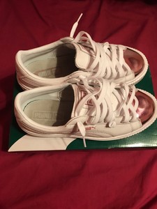 puma basket platform white rose gold
