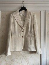 NWT 1150 Max Mara Off White Miglio 100 Linen Blazer Jacket 8 Made in Italy