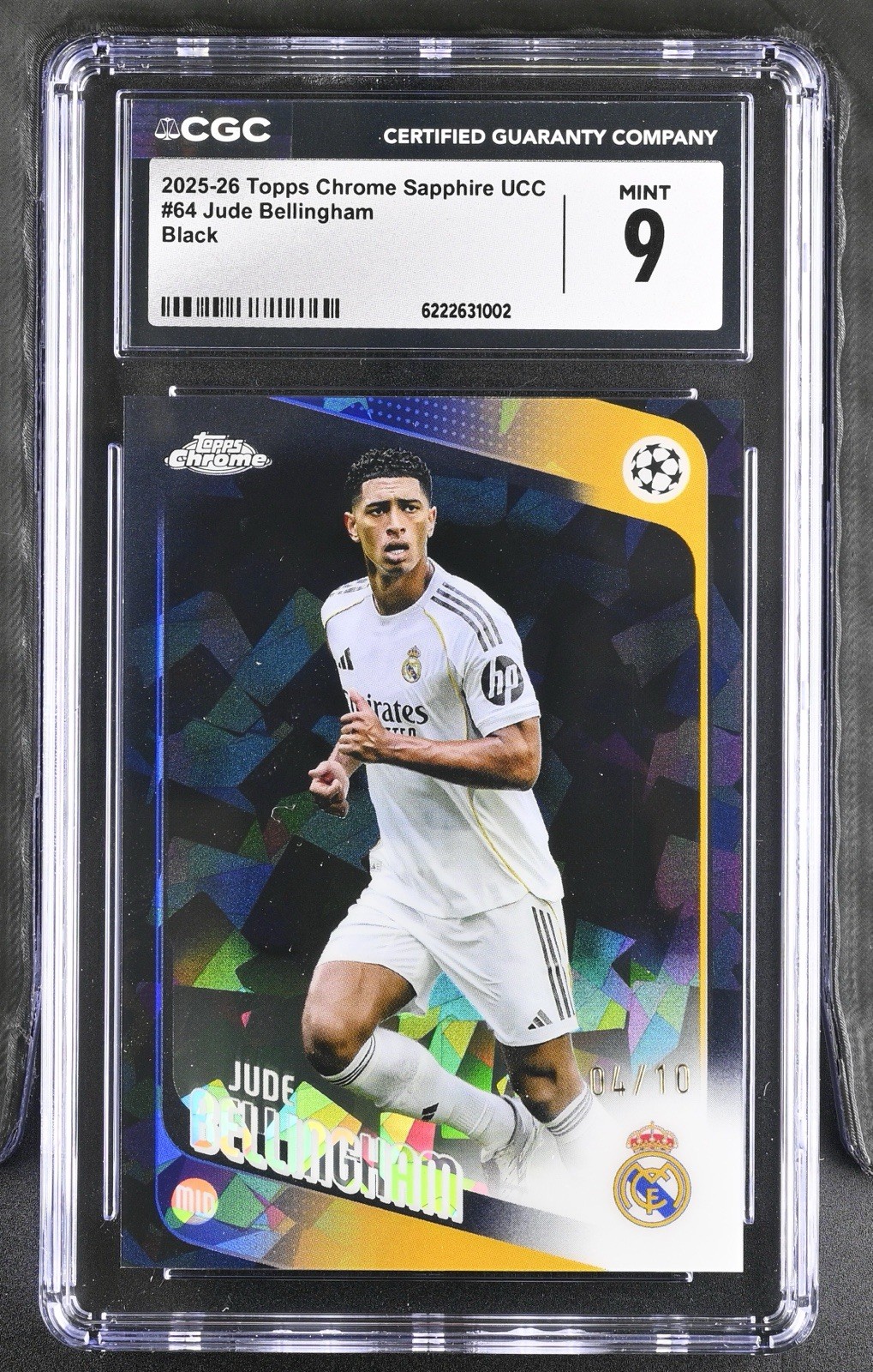 2025-26 Topps Chrome Sapphire Black /10 Jude Bellingham Real Madrid #64 CGC 9 view 1