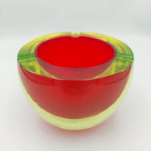 Vintage Murano Sommerso Uranium Cobalt Glass Antonio Da Ros Geode Bowl Asthray