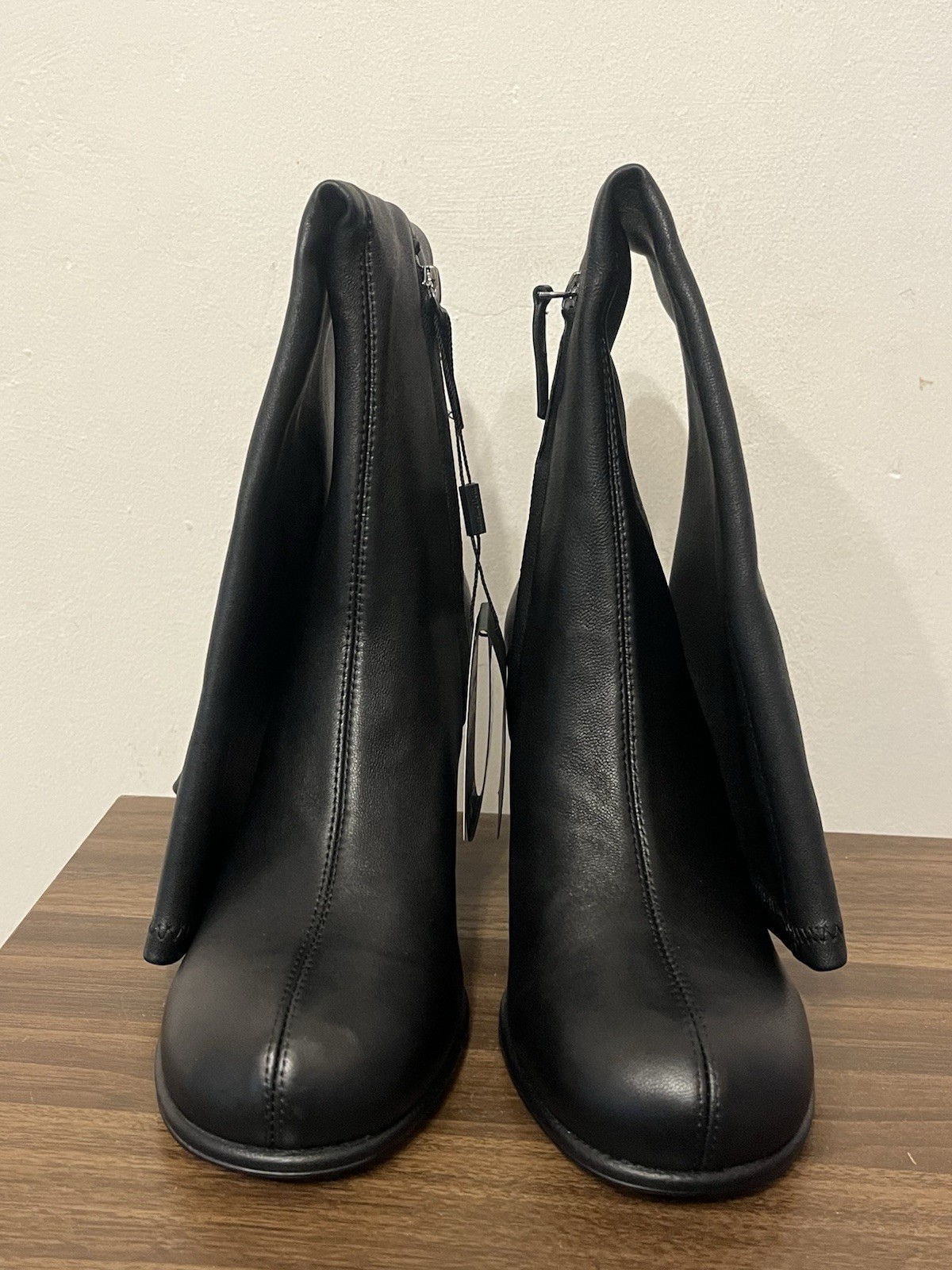 Massimo Dutti Women's Black Elastic Leather Knee High Heels Size UK 3 image 9