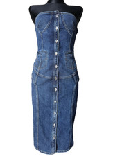 Vintage Dolce & Gabbana Strapless Denim Dress Button Front Corset Style size 42