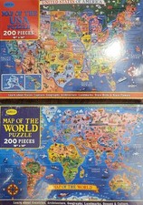 200 Pieces Children Jigsaw Puzzle Educational Toy Gifts - USA Map or World Map