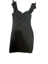 Body Con Black Ruffle-Shoulder Mini Dress