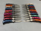 LOT of 20pcs Damascus Steel Folding knife, Pocket Knives W Leather Sheath MB-27 — photo 8