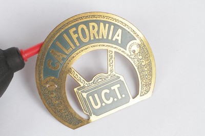 Vintage c.1930s California UTC License Plate Badge United Commercial Travelers