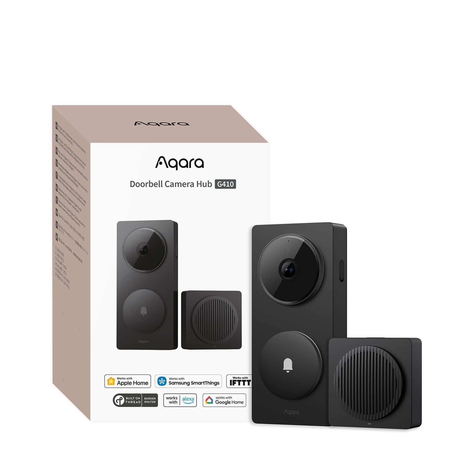 Aqara Smart Doorbell Camera G410 with Chime, 2K, HomeKit Secure Video, Black 