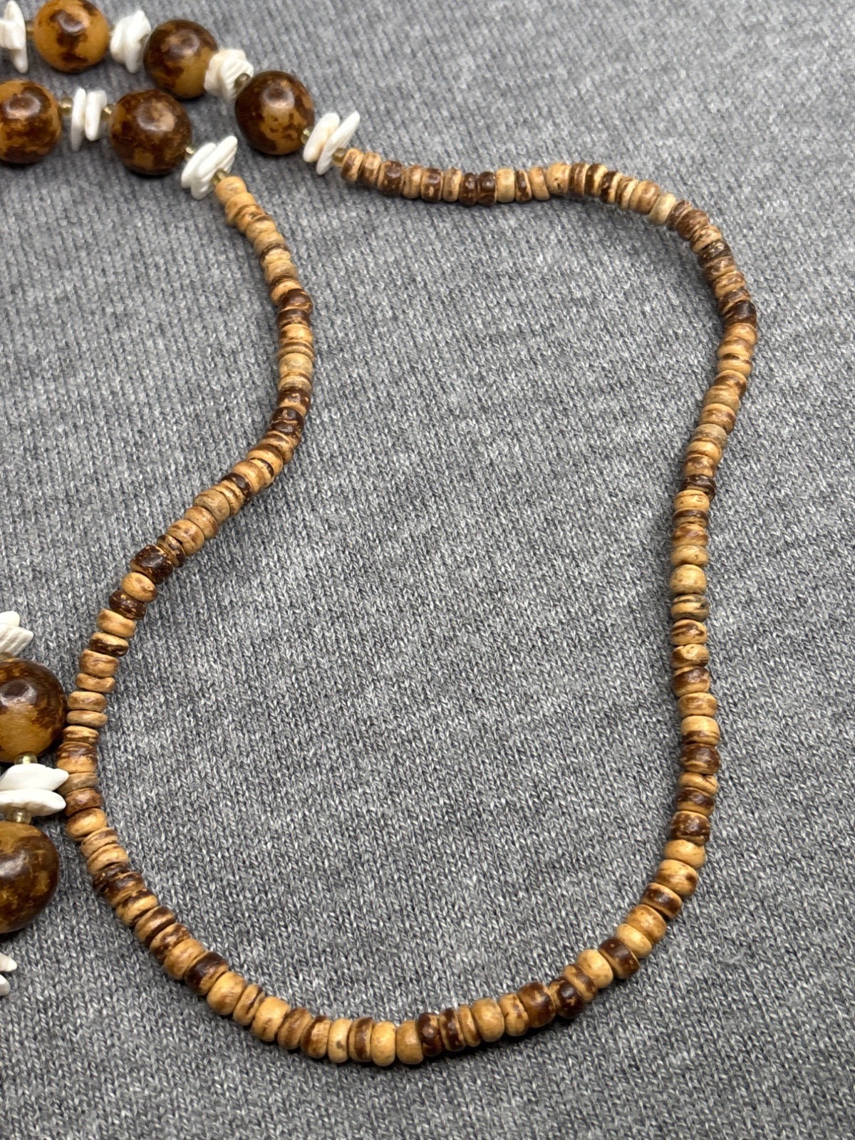 Artisan Coconut Shell Chip Beaded Statement Neckl… - image 2