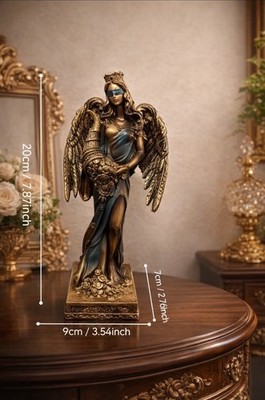 Edle Engel Statue mit Flügeln & Krone   bronzefarben   Dekofigur