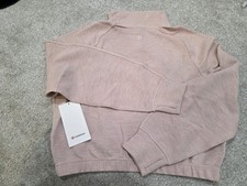 Lululemon Scuba Cropped Funnel-Neck Half Zip Waffle Size L Heathered Mink Berry