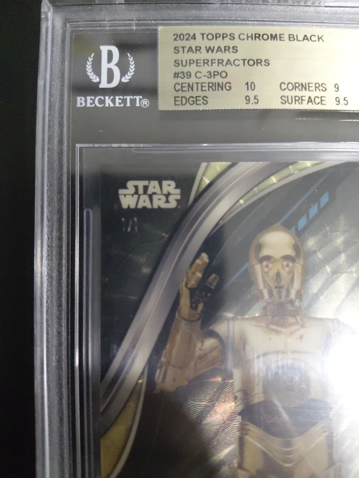 2024 Topps Chrome Black Star Wars C-3PO Superfractor Refractor 1/1 BGS 9.5 - Image 3 of 4