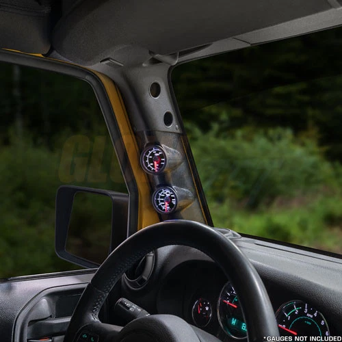 GlowShift 52mm Black Dual Gauge Pillar Pod for 2011-2018 Jeep Wrangler JK - Image 2 of 3