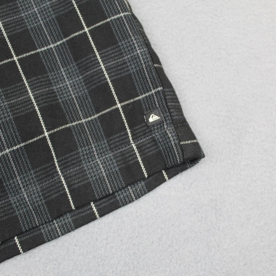 Pantalones Cortos Y2K Quiksilver Para Hombre 30 Negro Gris A Cuadros Pierna Ancha Sueltos Patinador Bordados Foto 3 de 4