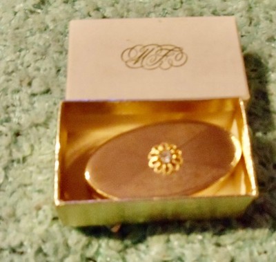 VINTAGE MAX FACTOR Goldtone Comepact LIPSTICK HOLDER CASE UNUSED in ORIG BOX