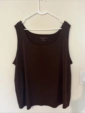 Susan Graver Essentials Liquid Knit Tank Top  Brown Plus Size 3X