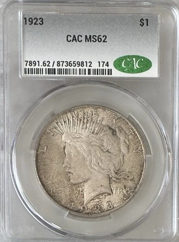 1923 Peace Silver Dollar MS62 CAC 0.900 Fine Coin USA American $1 #174