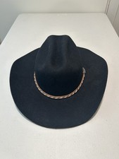 Bull Hide 2x Black Felt Western Wool Hat Size 7 1/4 Inches New