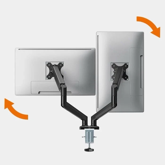 VonHaus Height Adjustable Gas Powered Dual Monitor Stand for 17-32" Screens - Image 3 of 4