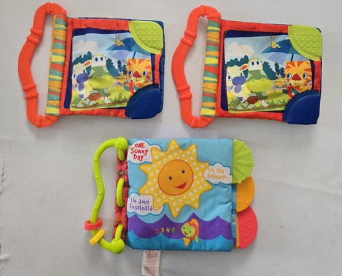 3 Bright Starts Cloth Baby Books Crinkle Pages, Teether Edges, 2 are Duplicates