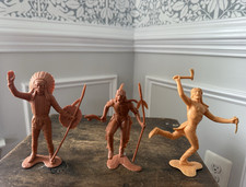 Vintage Lot of 3 Marx 1964 Plastic Native American Indian Warrior Figures 6"