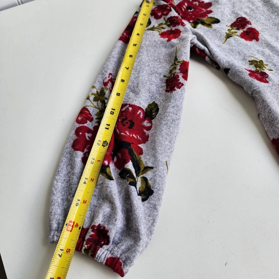 Bonnie Jean Girl Gray Dress Pullover Knit Red Floral Long Sleeve Ruffle Sz 10 - Image 3 of 4