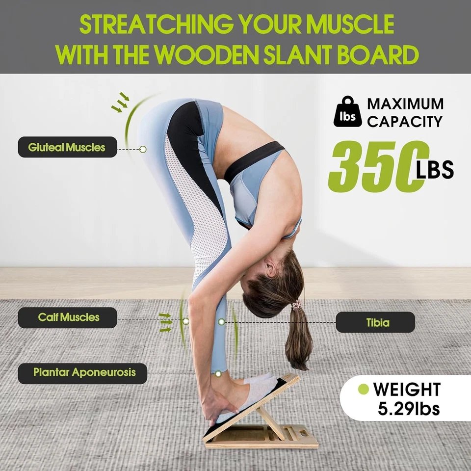 Tabla Inclinada Portátil para Estiramiento de Pantorrillas, Capacidad de Peso 350 Lbs, Wo Ajustable Foto 4 de 4