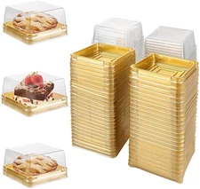 Clear Plastic Cake Boxes, Square Cupcake Holders, Mini Dessert Packaging with Li