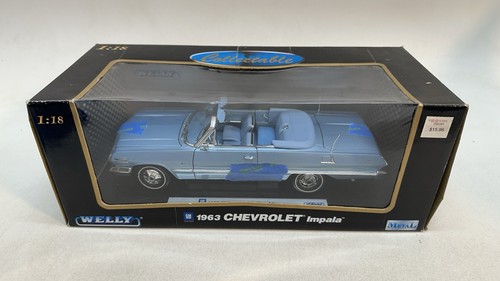 WELLY 1963 CHEVY IMPALA convertibile metallo azzurro 9865W scala 1:18 - Foto 15 di 18