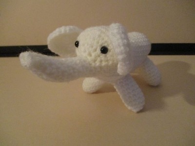 HANDMADE CROCHET AMIGURUMI WHITE ELEPHANT NEW