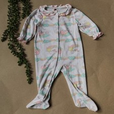 Vintage Carter's Baby Footed Pajamas Size 3-6 Mo Bunny Carriage Rainbows RARE