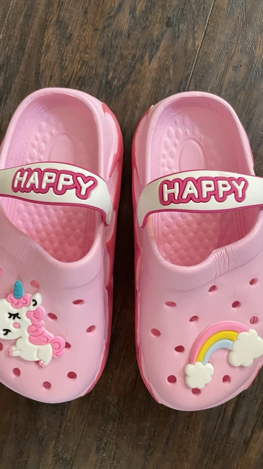 NUEVO Zuecos sandalia niña pequeña talla 12 rosa con correas Foto 3 de 4