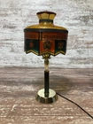 Vintage 70s Passport Scotch Lamp Tiffany Style Table Light Faux Stained Glass