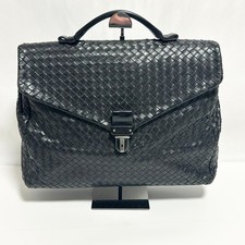 Bottega Veneta Intrecciato business Briefcase Leather Black Laptop Bag Auth Used