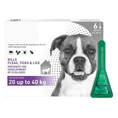 ARQIZ Flea & Tick Spot-On Treatment for Large Dogs 6 Pipettes Kills Tick & Flea Eggs