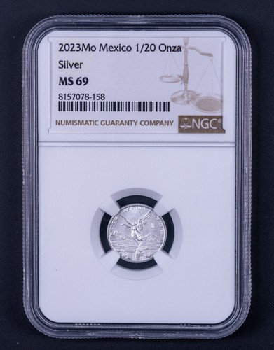 2023-Mo Mexico Libertad 1 Onza 1/20oz Fine Silver MS69 NGC (White Core) RB158