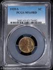 1939-S 1C Lincoln Wheat Cent PCGS MS 65 RD