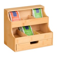 Tee Organizer Teeregal 9 Fächer Teesortierer Bambus Teebeutelkasten Teespender