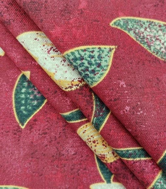 "Tela tradicional de lona de algodón borgoña floral, 1 yarda, 45"" de ancho, 100 % algodón" Foto 3 de 3