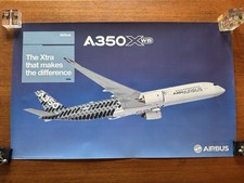 Vintage Airbus A350 XWB Airplane Promo Poster Print Large 38”x24” 2014 Aviation