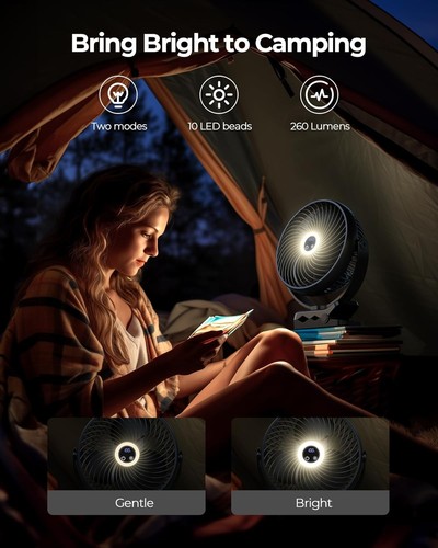 Versatile 3-Speed Clip-On Fan with 360° Rotation and Light - Perfect for Travel - Picture 6 of 9