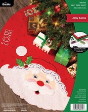 Bucilla Felt Applique Christmas Tree Skirt Making Kit, Jolly Santa, Perfect for