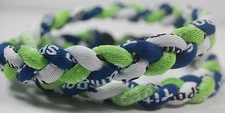 Lot of 12 - 20" Navy White Neon Green 3 Rope Titanium Sports Baseball Necklaces