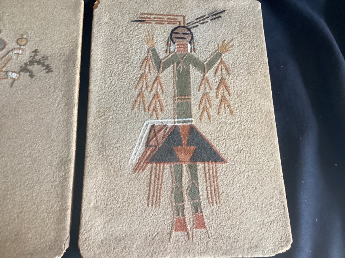 2 Vintage 8”x12” Native American Sand Paintings Signed Benally | eBay