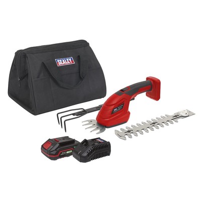 Sealey Akku 3 n 1 Gartenwerkzeug Kit 20 V 2Ah Grasscherung Hecke Trimmer Raker