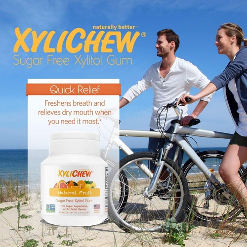 Xylichew Citrus Fruit Chewing Gum 60 Count Sugar Free Natural Healthy Gum - Picture 6 of 7