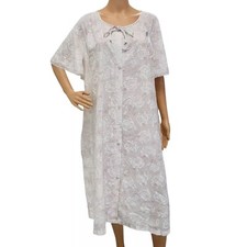 Vintage Lorraine Womens Nightgown Robe Snap Front Pink Floral Flowers Sleepwear