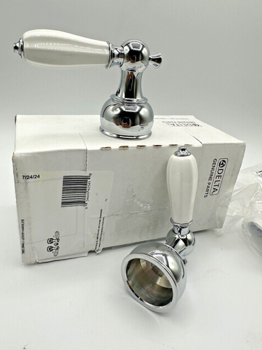 Delta H212CB Lavatory Sink Faucet Handles Ceramic Levers 2 Polished Chrome Brass - Picture 3 of 4