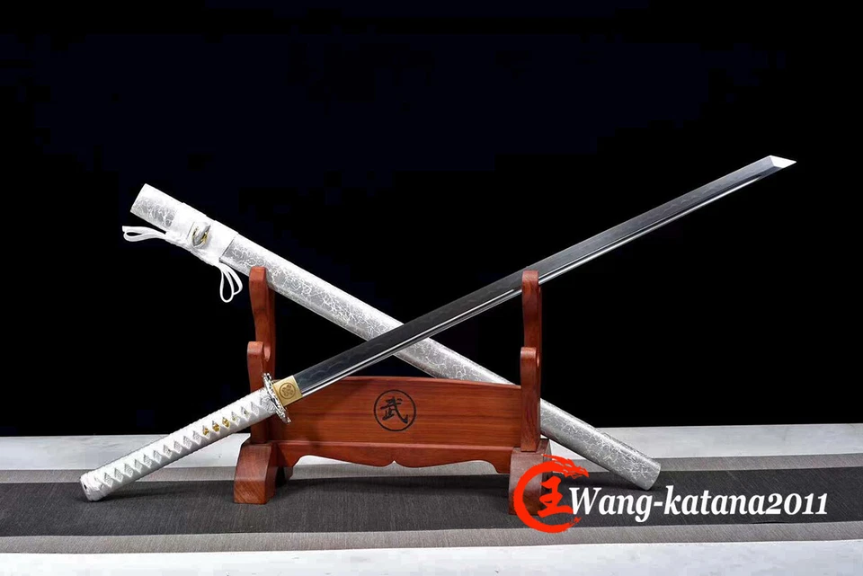 Elegante Espada Ninja Plateada Afilada T10 Arcilla Templada Japonés Samurai Ninjato Foto 2 de 4