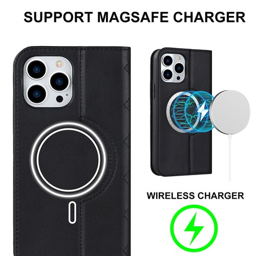 Wireless Charge Leather Card Wallet Phone Case For iPhone 16 15 14 13 12 Pro Max - Picture 14 of 88